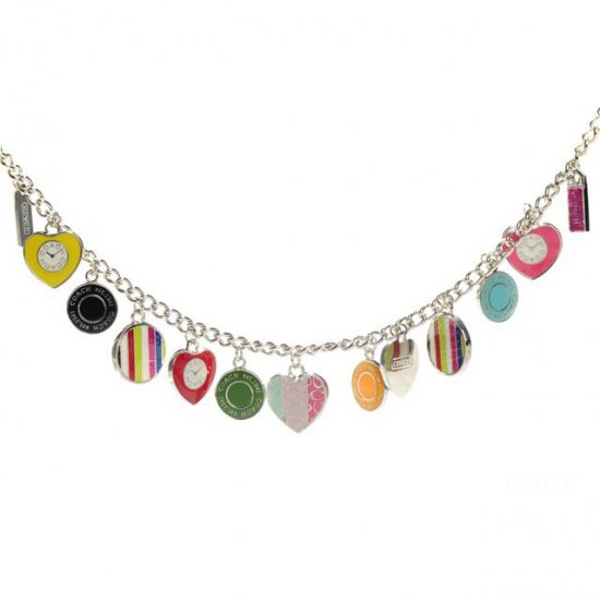 Coach Heart Circle Silver Necklaces CYZ - Click Image to Close